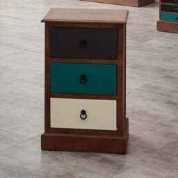 Pacific Loft 3 Drawer Bedside Table, Pine - thumbnail 1
