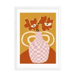 East End Prints Checkered Retro Flower Pot Print by Miho Art Studio - thumbnail 2