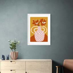 East End Prints Checkered Retro Flower Pot Print by Miho Art Studio - thumbnail 1