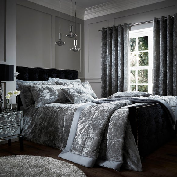 Catherine Lansfield Crushed Velvet Duvet Cover and Pillowcase Set - image 1