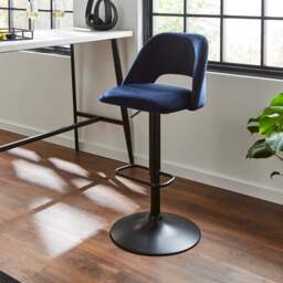 Jonas Adjustable Height Bar Stool, Velvet - thumbnail 1