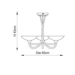Vogue Cagney 3 Light Semi Flush Ceiling Light - thumbnail 5