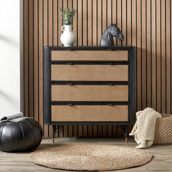 Fiji 4 Drawer Chest, Acacia Wood and Rattan - image 1