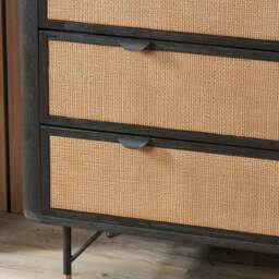 Fiji 4 Drawer Chest, Acacia Wood and Rattan - thumbnail 2