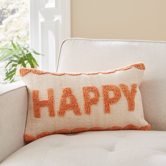 Happy Bright Slogan Cushion Coral - image 1