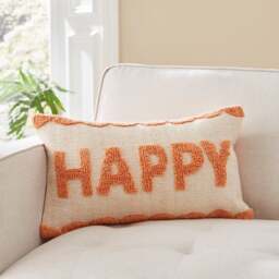 Happy Bright Slogan Cushion Coral - thumbnail 1