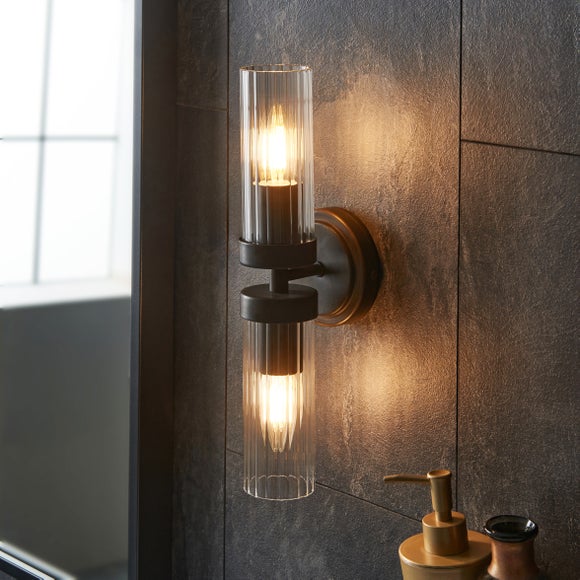 Alyn Ribbed 2 Light Bathroom Wall Light - image 1
