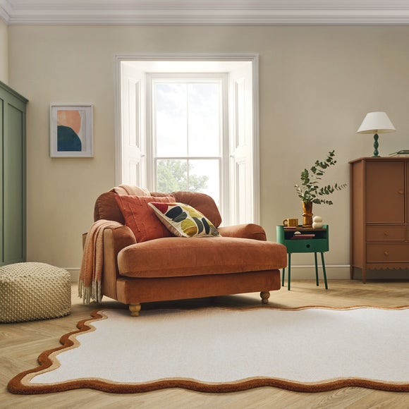 Azure Wave Border Wool Rug - image 1