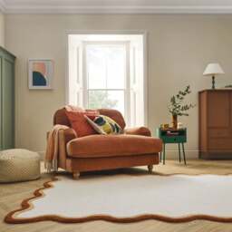Azure Wave Border Wool Rug