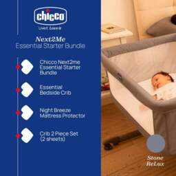 Chicco Next to Me Essential Crib with Mattress Topper and Sheets Bundle - thumbnail 2