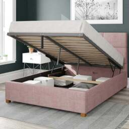 Caine Pure Pastel Cotton Ottoman Bed Frame - thumbnail 2