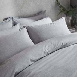 Chambray Microfibre Duvet Cover & Pillowcase Set - thumbnail 4
