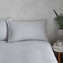 Chambray Microfibre Duvet Cover & Pillowcase Set - thumbnail 2