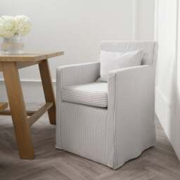 Hettie Dining Chair, Grey Stripe Fabric - thumbnail 1