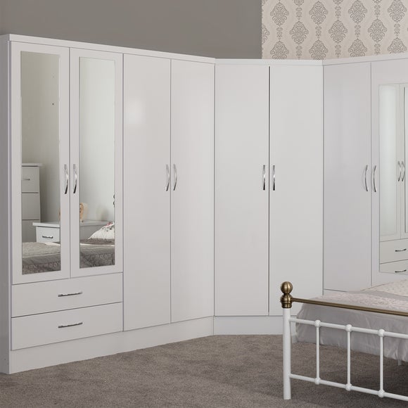 Nevada 4 Door 2 Drawer Wardrobe, Mirrored - image 1