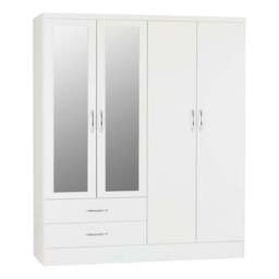 Nevada 4 Door 2 Drawer Wardrobe, Mirrored - thumbnail 2