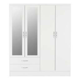 Nevada 4 Door 2 Drawer Wardrobe, Mirrored - thumbnail 3