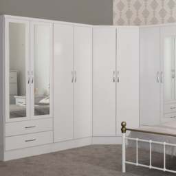 Nevada 4 Door 2 Drawer Wardrobe, Mirrored - thumbnail 1
