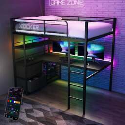 X Rocker BattleBunk XL RGB High Sleeper Bed with Corner Desk