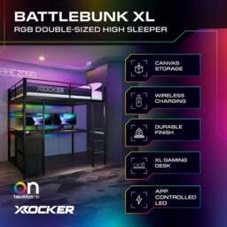 X Rocker BattleBunk XL RGB High Sleeper Bed with Corner Desk - thumbnail 2