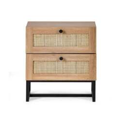 Hollis 2 Drawer Bedside Table, Oak - thumbnail 2