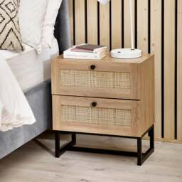 Hollis 2 Drawer Bedside Table, Oak