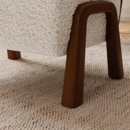 Curved Wooden Footstool, Borg - thumbnail 3