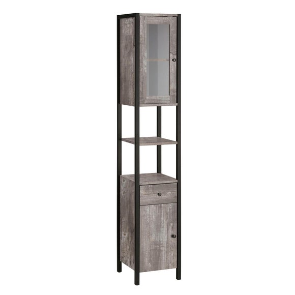Colton Concrete Effect Tallboy Storage Unit With Glass Door - image 1