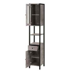 Colton Concrete Effect Tallboy Storage Unit With Glass Door - thumbnail 3