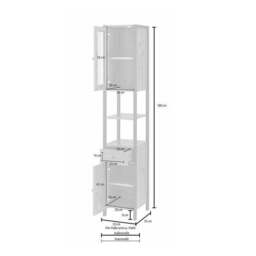 Colton Concrete Effect Tallboy Storage Unit With Glass Door - thumbnail 4