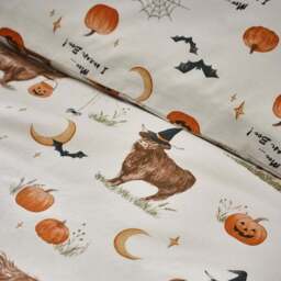 Catherine Lansfield Halloween Highland Cow Polycotton Duvet Cover & Pillowcase Set - thumbnail 4