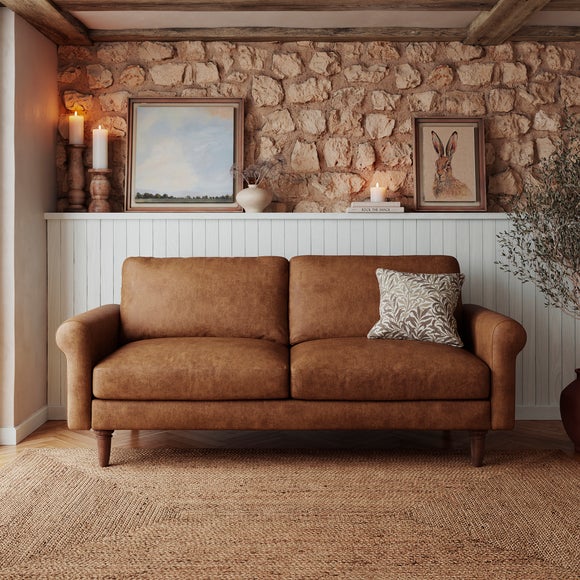 Maeve Compact Faux Leather 3 Seater Sofa - image 1