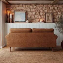 Maeve Compact Faux Leather 3 Seater Sofa - thumbnail 3