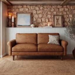 Maeve Compact Faux Leather 3 Seater Sofa - thumbnail 1