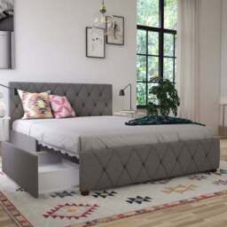 Cosmo Living Elizabeth Bed Frame, Linen - thumbnail 2