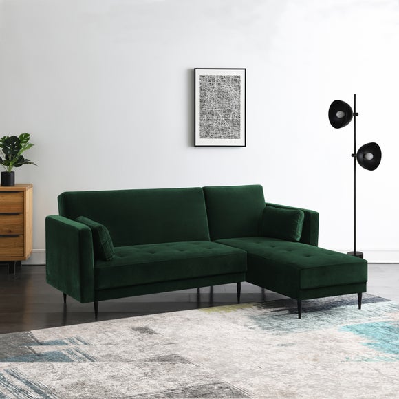 Selassi Velvet 3 Seater Corner Sofa Bed - image 1