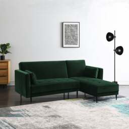 Selassi Velvet 3 Seater Corner Sofa Bed - thumbnail 1