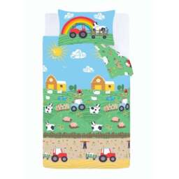 Catherine Lansfield Farmyard Animals Blue Reversible Duvet Cover and Pillowcase Set - thumbnail 5