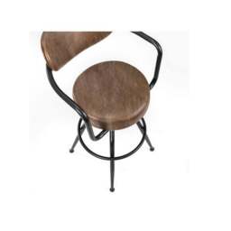 Barbican Adjustable Height Bar Stool, Brown Faux Leather - thumbnail 3