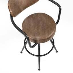 Barbican Adjustable Height Bar Stool, Brown Faux Leather - thumbnail 6