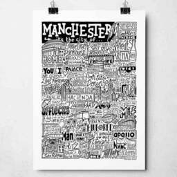 Sketchbook Design Manchester Landmarks Framed Print - thumbnail 2