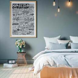 Sketchbook Design Manchester Landmarks Framed Print - thumbnail 1