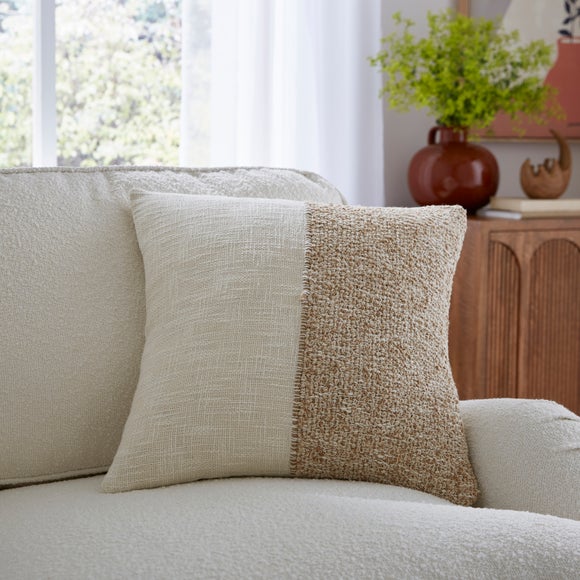 Half White Half Jute Square Cushion - image 1