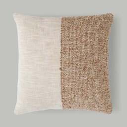 Half White Half Jute Square Cushion - thumbnail 3