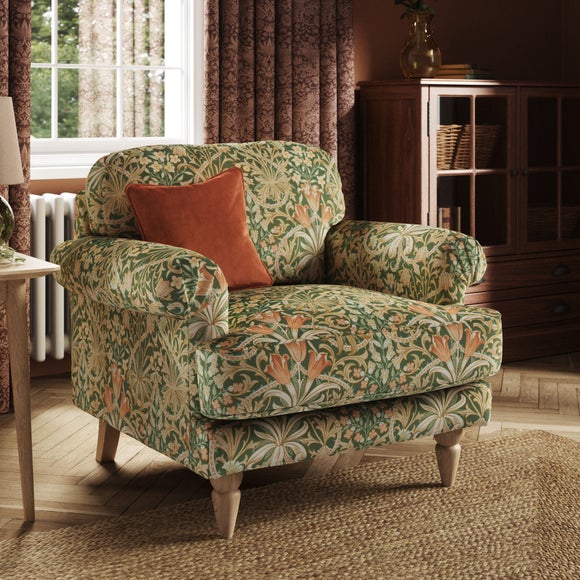 Jolene William Morris Woodland Weeds Print Velvet Snuggle Chair - image 1