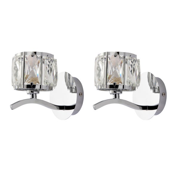 Set of 2 Kleio Glass Chrome Wall Light - image 1