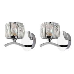 Set of 2 Kleio Glass Chrome Wall Light - thumbnail 1