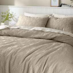 Astra Textured Floral Duvet Cover and Pillowcase Set - thumbnail 3
