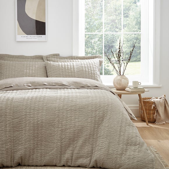 Pineapple Elephant Tamba Jersey Stripe Reversible Natural Duvet Cover & Pillowcase Set - image 1