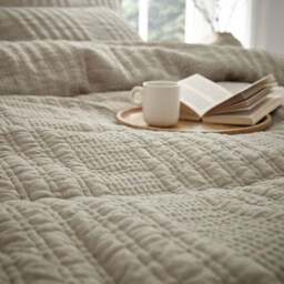 Pineapple Elephant Tamba Jersey Stripe Reversible Natural Duvet Cover & Pillowcase Set - thumbnail 4